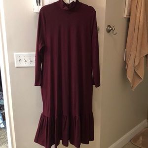 Dainty Jewell’s Burgundy Ruffle Hem Dress